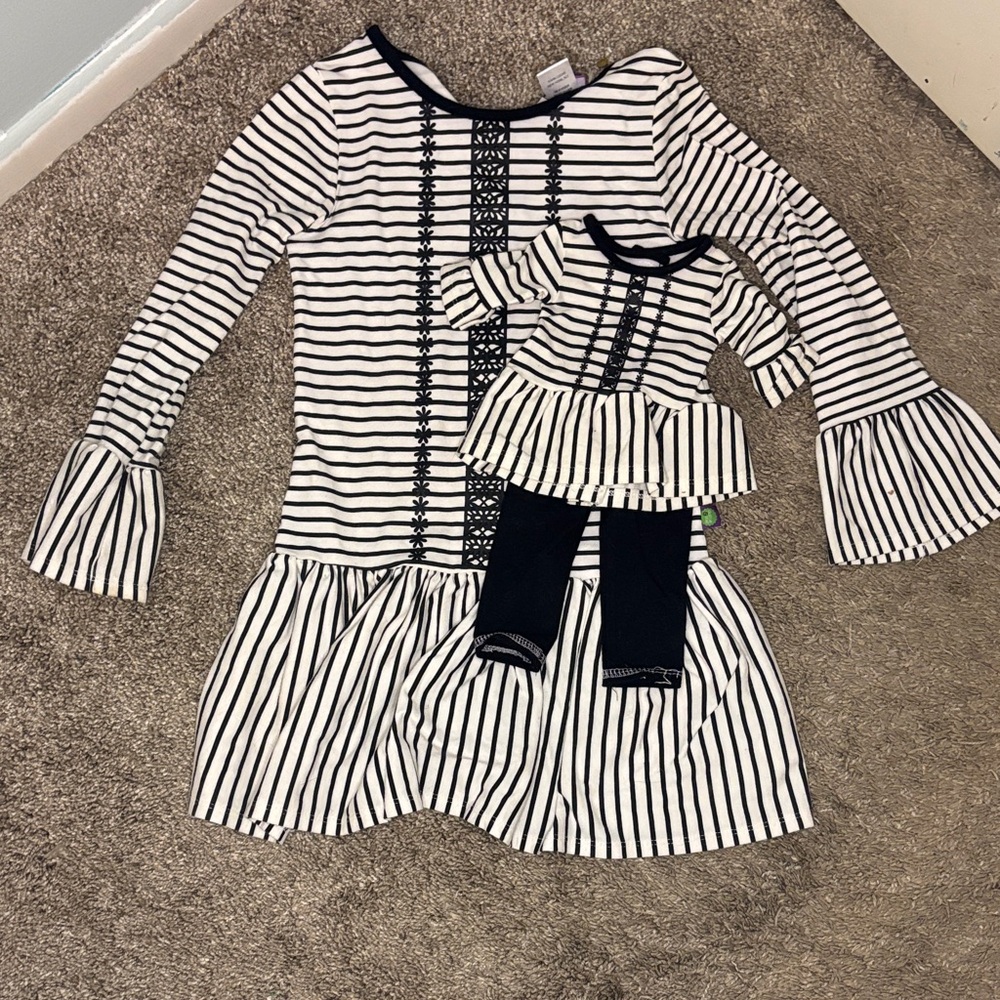 Dollie & Me Monochrome Floral Striped Dress